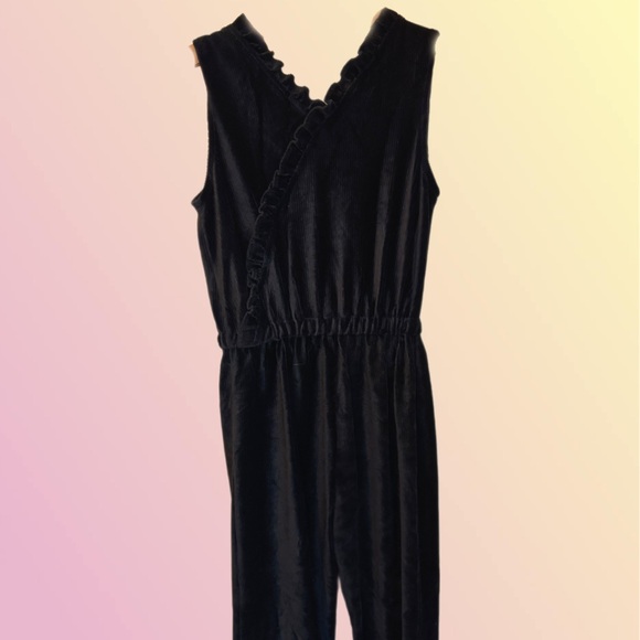 Girls Splendid Velour Corduroy Jumpsuit Black EUC Size 10 - Picture 3 of 5